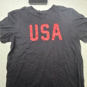 Nike Men's Black T-Shirt with Red USA Graphic